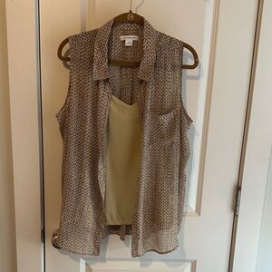 Liz Claiborne Patterned Sleeveless Blouse with Inner Tank